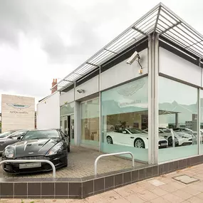 Outside the Aston Martin Wilmslow dealership