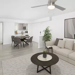 Apartment home living room and dining room at Camden Doral in Doral Florida