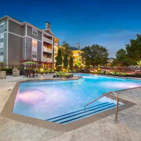 Swimming pool at dusk