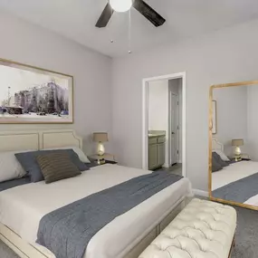 Camden Peachtree City apartments in Peachtree City, GA bedroom with ceiling fan