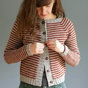 Celebrate the return of Sweater Weather with a new Coffee Bean Cardigan, it's one of our favorite beginner sweater patterns and you can't beat a nice wooly version in Brooklyn Tweed Shelter!

This classic sweater by Elizabeth Smith is a top-down design with a seamless construction, and the pattern comes with lots of links to tips and photo tutorials to help make this a wonderful first sweater for newer sweater knitters!