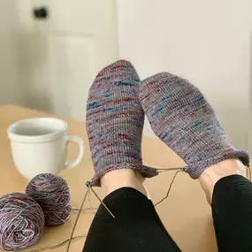 Hedgehog Sock in salty tales and Wendy Johnson's Toe-up Sock Pattern