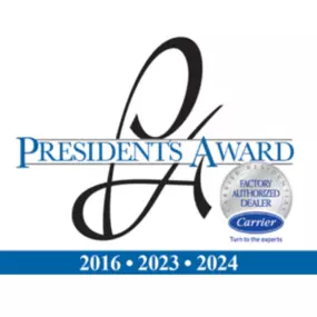 Lakes Region Heating & Air Conditioning is a proud recipient of the highest honor given to a contractor by the Carrier Corporation: their President’s Award.