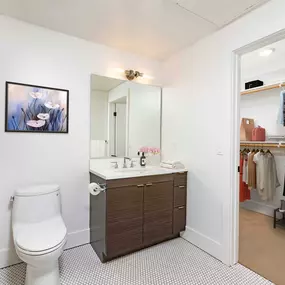 Bathroom with walk in closet