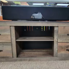 Tv stand and wall mount sound bar. Perfect for the guest room.