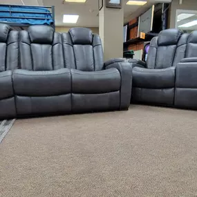 Leather Power recline sofa and loveseat