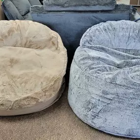 Bean bag chairs and queen bed all in one.