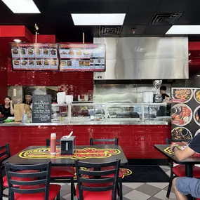 Inside view of the Taystee's Burgers restaurant