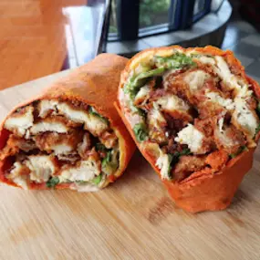 Spicy chicken wrap at Taystee's Burgers in Dearborn Heights, MI