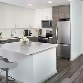 Beautiful kitchen with adjacent home office space