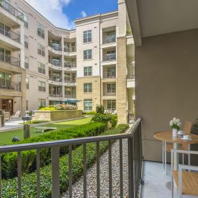 Private patio overlooking center courtyard