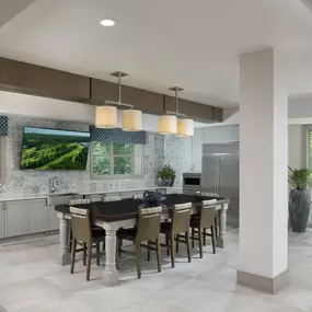 Entertaining kitchen in resident lounge at Camden Carolinian apartments in Raleigh, NC