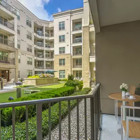 Private patio overlooking center courtyard