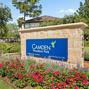 Entrance to Camden Woodson Park in Houston, TX