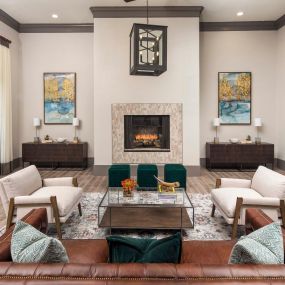 Clubroom with fireplace at Camden Woodson Park in Houston, TX