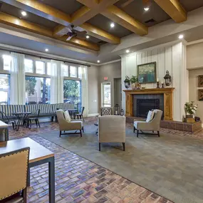 Resident lounge with fireplace