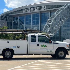 Tioga Plumbing & Electric service truck at AT&T Stadium in Arlington Texas.