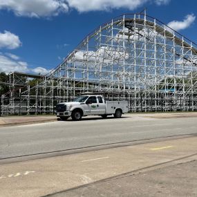 Six Flags in Arlington Texas and one of the Tioga Trucks.