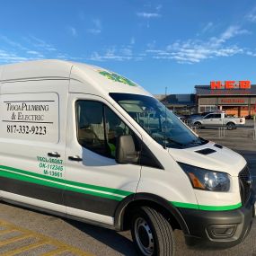 One of the Tioga Plumbing & Electric trucks at their local HEB grocery store near Euless Texas.