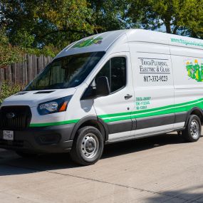 One of the Tioga Contractors plumbing service vehicles in the Euless, TX area.