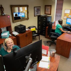 Some of the amazing office team at Tioga Contractors making sure the Electrical Services and plumbing service needs in Hurst, TX are met.