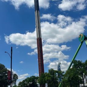 The Riddler at Six Flags in Arlington Texas with the Tioga Truck.