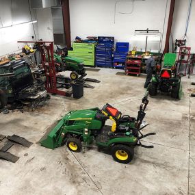 John Deere Lawn Tractor in Service Shop at RDO Equipment Co. - Bismarck Lawn & Land