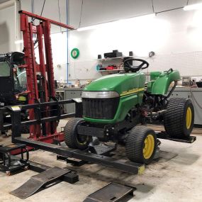 John Deere Lawn Tractor in Service Shop at RDO Equipment Co. - Bismarck Lawn & Land