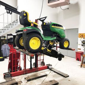 John Deere Lawn Tractor in Service Shop at RDO Equipment Co. - Bismarck Lawn & Land