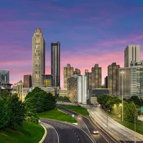 Downtown atlanta view at dusk