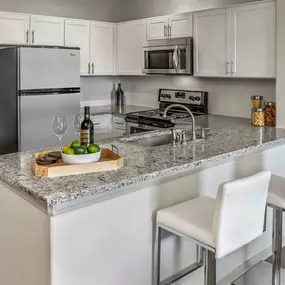 Breakfast bar with quartz countertops