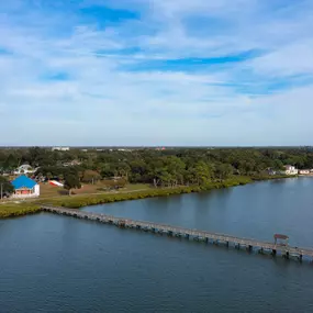 Pier at R E Olds Waterfront Park in Oldsmar, FL near Camden Bay, Camden Westchase Park, and Camden Montague