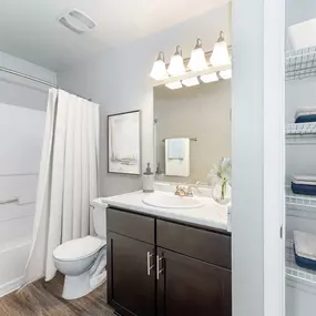 Modern style bathroom with linen closet at Camden Reunion Park