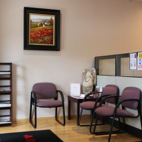 Make yourself comfortable in our waiting room area!