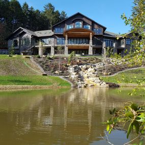 Small waterfall that leads to pond