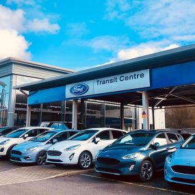 Outside the front of the Ford Burnley dealership