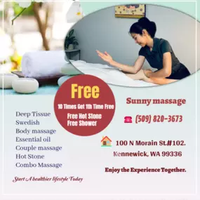 Massage techniques are commonly applied with hands, fingers, 
elbows, knees, forearms, feet, or a device. 
The purpose of massage is generally for the treatment of 
body stress or pain.