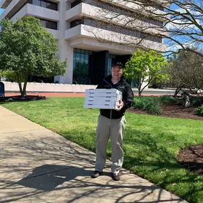 Helping deliver some pizza to essential workers during these difficult times.