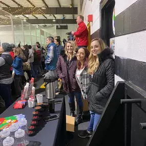 Engaging with the community during a local hockey game