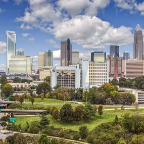 With views of uptown charlotte skyline