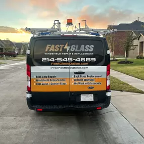 Rear View of FastGlass Van