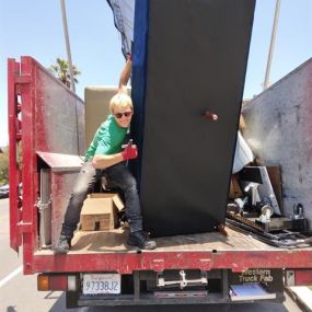 We are always happy to haul away your old couches. Our San Diego team member gave a thumbs up to this couch removal!