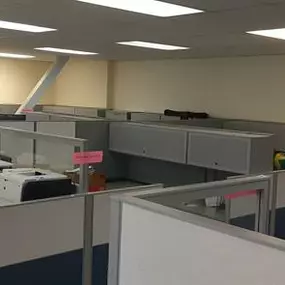 Junk King preparing for a large seven truck commercial cleanout for a local San Diego company who is moving into a bigger office space. They hired Junk King for their furniture removal which included desks, partitions, chairs, cabinets and much more!