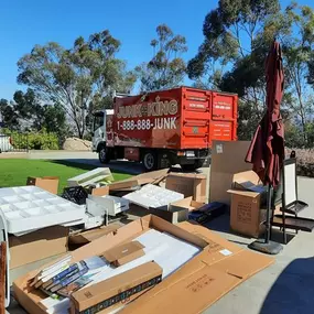 A cardboard and junk removal project in El Cajon.