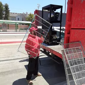 Junk King San Diego team member hard at work on a commercial junk removal job. Our team can handle all junk pick up jobs, big or small. We haul everything but hazardous waste.