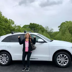 ???? It's our pleasure to introduce the newest member of the Rocky Top family Ashley! This picture definitely shows how excited Ashley was to get her sweet Audi A-5! It was so nice getting to meet you. Thank you so much for allowing us to earn your business! Enjoy! ????