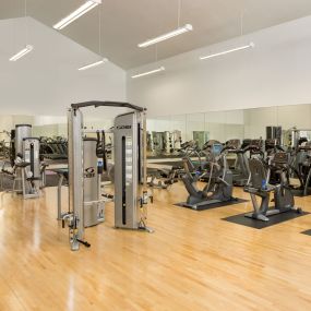 2000 sq ft gym with cardio and strength training equipment