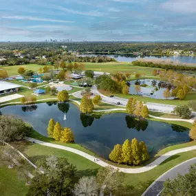 Aerial photo of Barber Park near Camden Lee Vista apartments in Orlando, Florida.