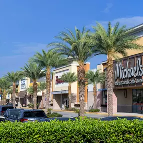 Neighborhood shopping plaza featuring Michaels near Camden Lee Vista apartments in Orlando, Florida.