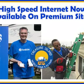 Ready to enhance your RVing experience with reliable high-speed internet? Treasure Island Mobile Home & RV Park is excited to announce that we will now be offering dedicated high-speed internet on all our premium RV sites!